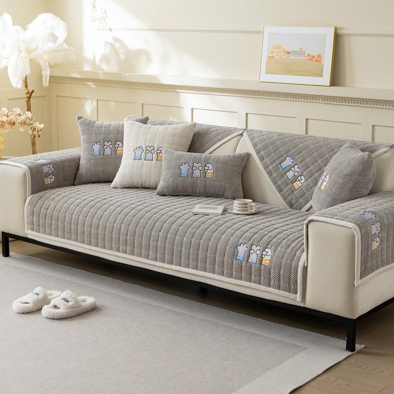 Corduroy Sofa Cushion Autumn And Winter Thickened Warm Plush Seat Cushion New Non-Slip Cover Cloth Leather Cover