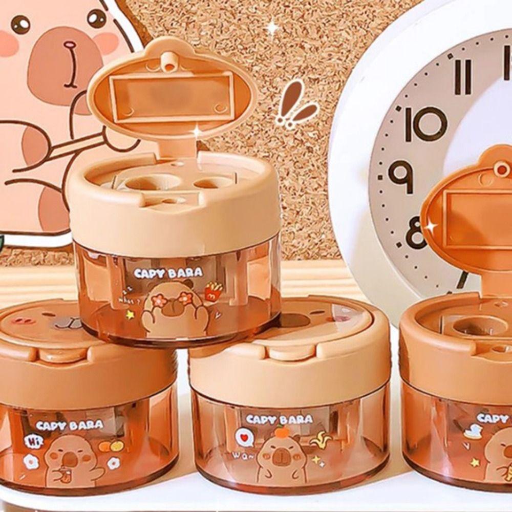 4Pcs Flip-Top Pencil Sharpener Portable Capybara Sharpener Student Stationery Gifts  School Supplies