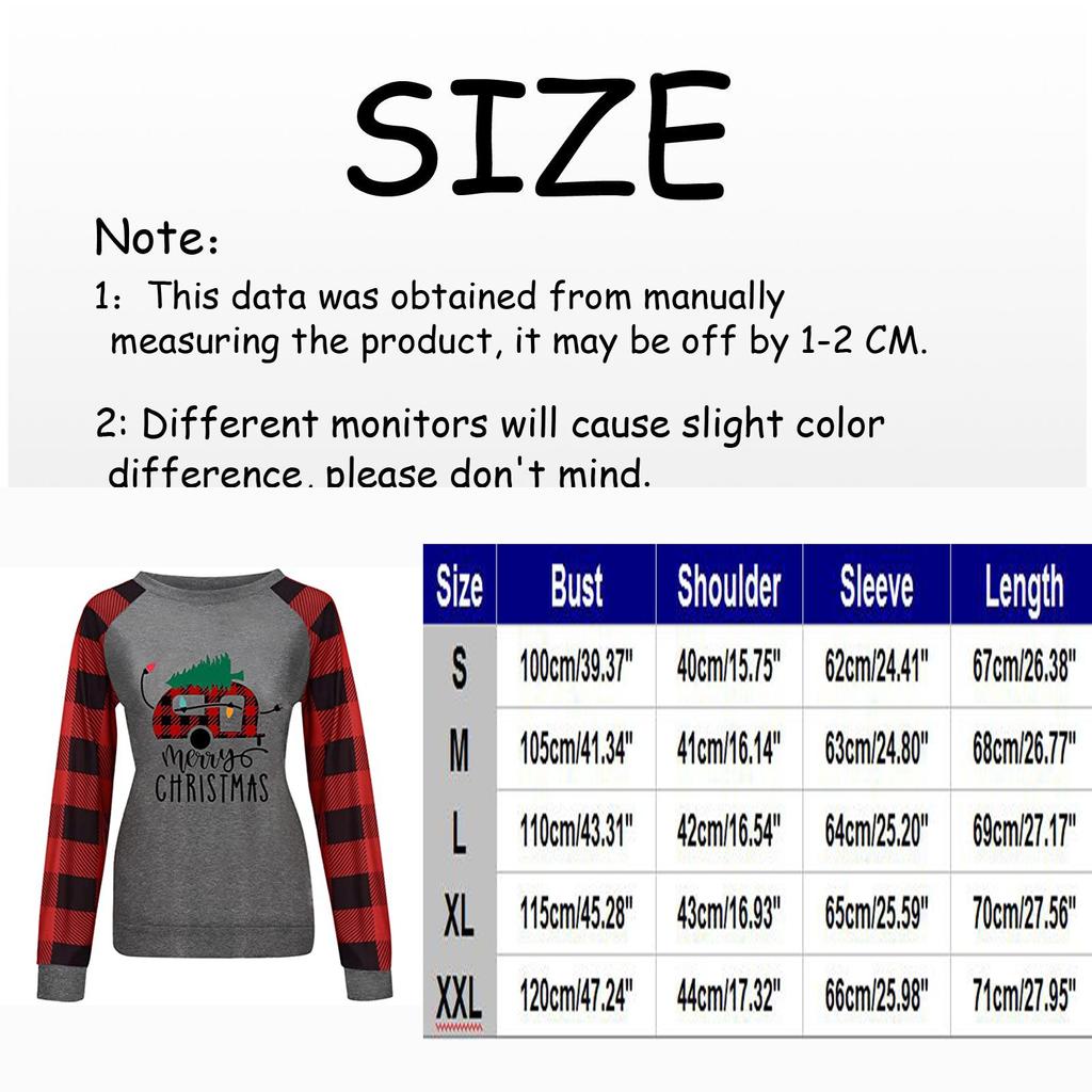 Winter Womens Casual Long Sleeve Tops Ladies Christmas Print Sweatshirt Top