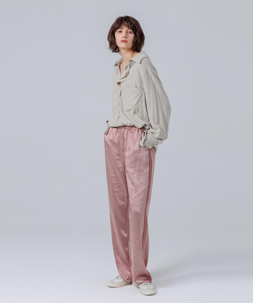 Page Satin Elastic Waist Pants _Pink