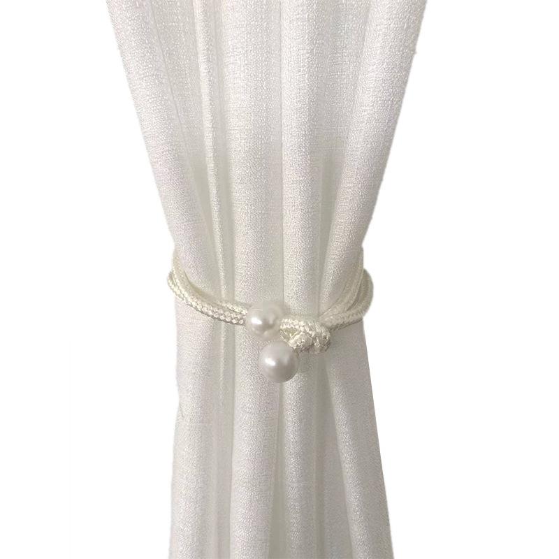 Curtain Tiebacks Adjustable Big Pearl Curtain Straps Cotton Hand Woven Tie Back Decorative Rope Holdbacks for Curtains Draperie