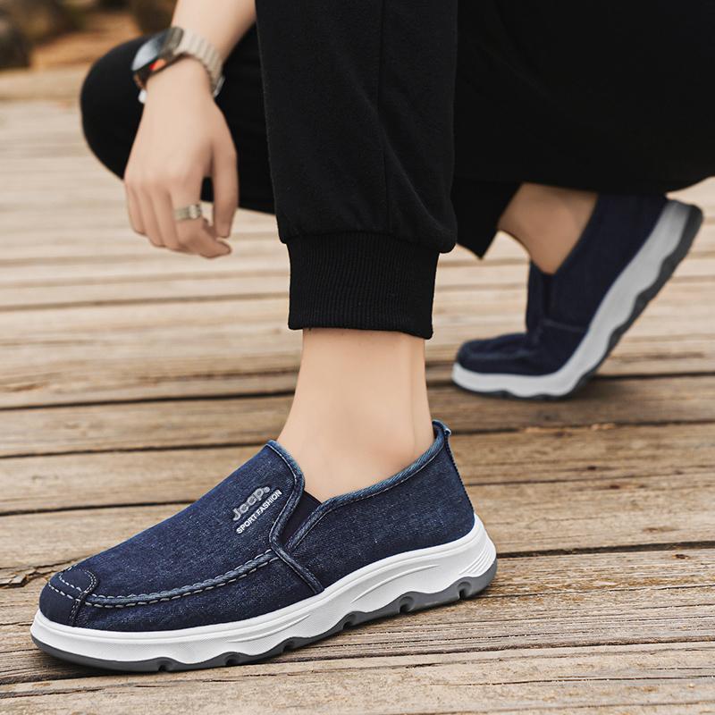 Spring/summer New  One-piece Dad's Shoes with Soft Sole, Comfortable Flat Bottom Shoes,Canvas Men's Shoes