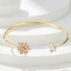 Cute Plant Pink Cherry Flower Bracelet Gold Color Small Zircon Stone Charm Open Adjustable Bracelets For Women Wedding Jewelry