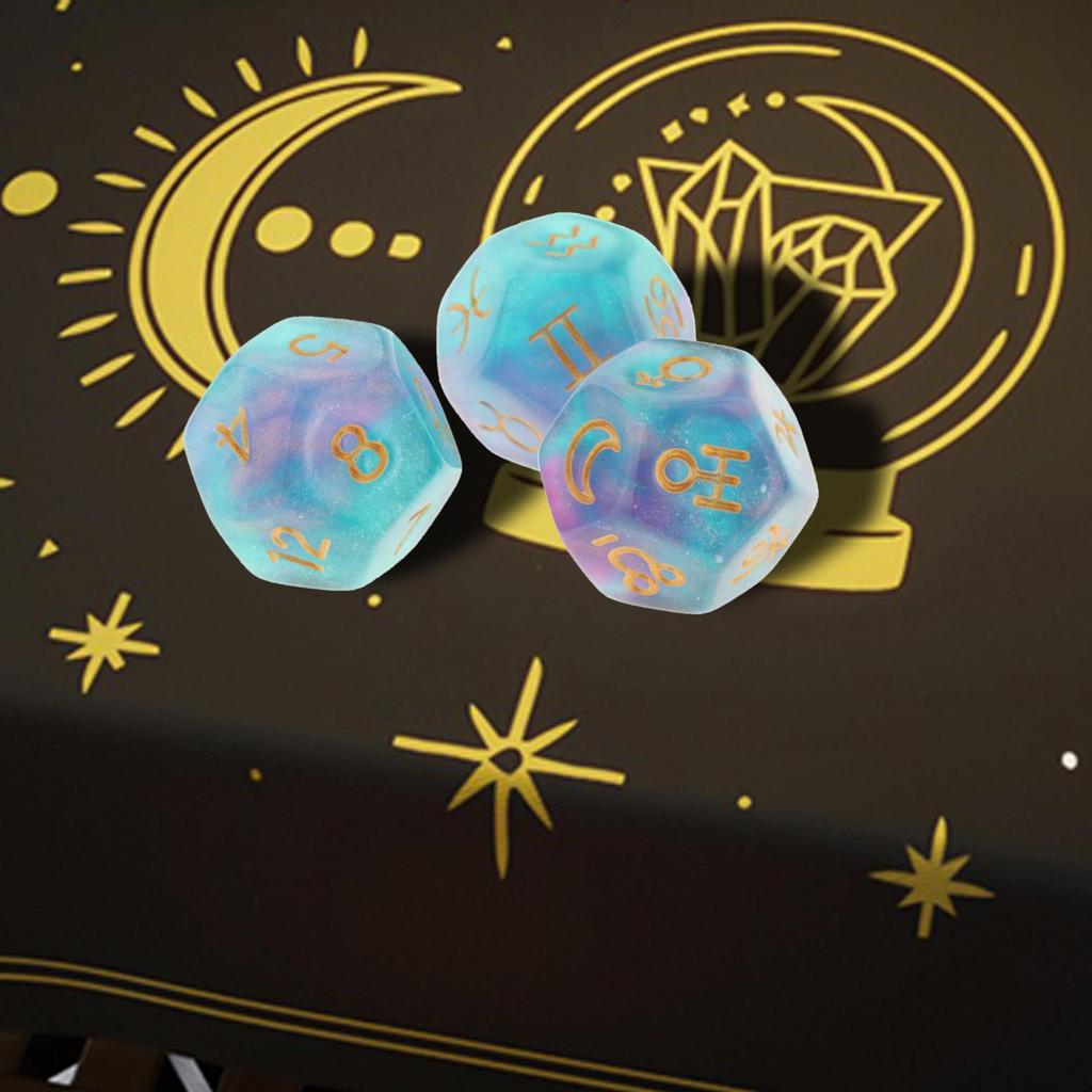 3 pz Dadi Astrologici a 12 Facce per Divinazione delle Costellazioni Giocattoli per il Tempo Libero e l'Intrattenimento Giocattoli per Giochi di Festa Gioco di Ruolo