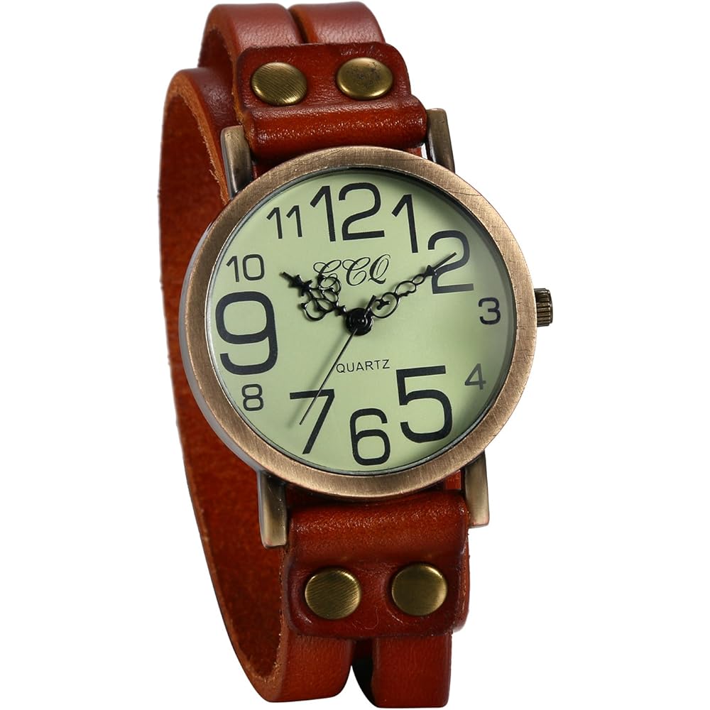 JewelryWe Antique Waterproof Analog Watch with Leather Strap for Men and Women Casual Bracelet Style