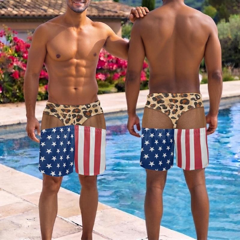 Funny Beach Shorts Fake Underwear Swim Trunks Bachelor Party Prank Gift Summer Fashion Swim Trunks Fake Underwear Beach Shorts