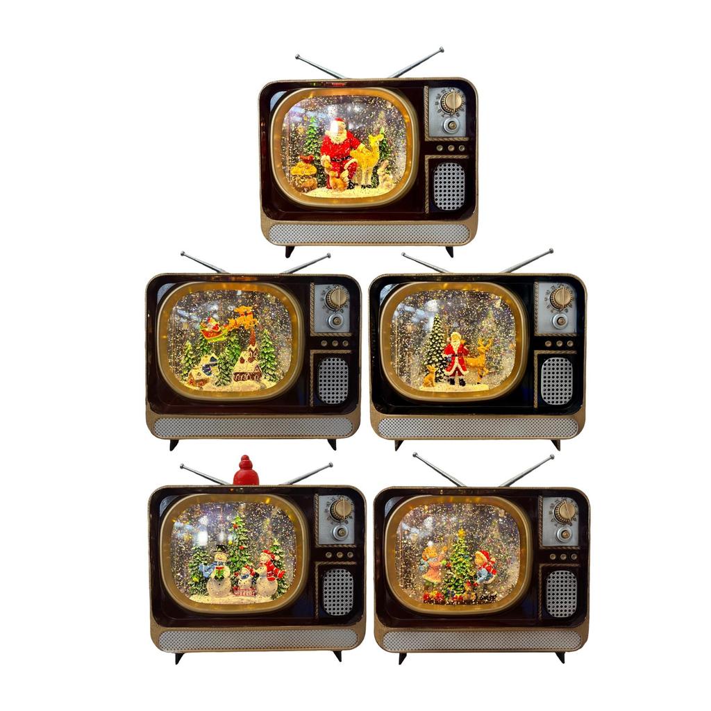 Glittering Christmas Music Box LED Night Light TV Design Gifts USB Powered Xmas Decoration Christmas Lantern for Bar Bedroom
