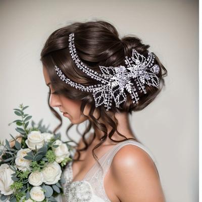 1PC Elegant Rhinestone Headwear Handmade Shiny Headband Bridal Wedding Dress Hair Jewelry Accessories