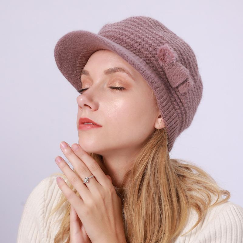 Duck Tongue Hat Women's Autumn Winter Knitted WoolenHats & Caps Velvet Insulation Cold Resistance Fashion Beret Hat