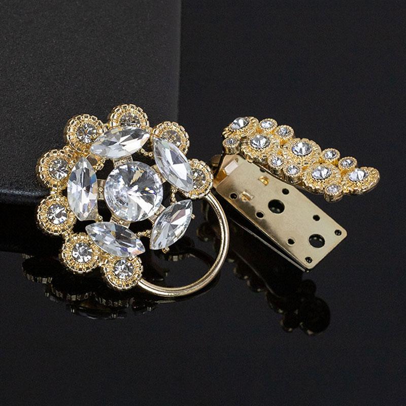 1Pc Handwork Sewing Originality Shiny Rhinestone Overcoat Decor Duckbill Buckle Fashion Metal Button Clothing Accessory