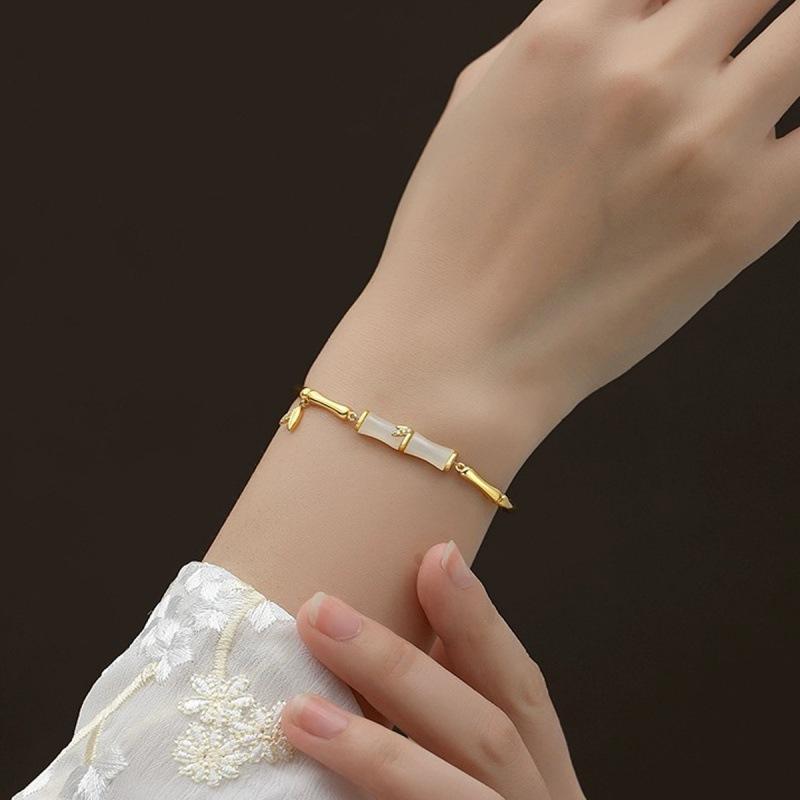 New Chinese Style Bamboo Knot Bracelet For Women Fashion Gold Color Bamboo Bracelet Elegant Girl Daily Jewelry Accessories