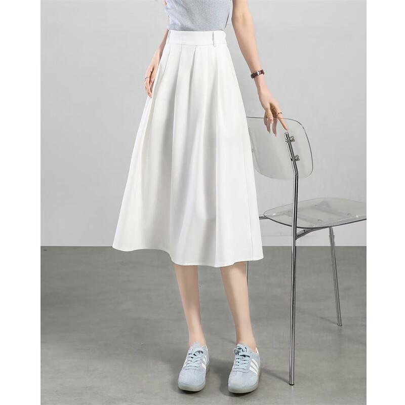 Elegant High-Waist A-Line Midi Skirt