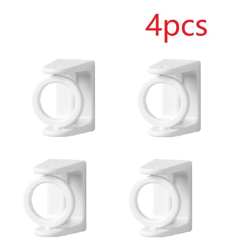 2/4/6Pcs Punch-free Curtain Rod Holder Clamp Hooks Self Adhesive Clothes Rail Bracket 360 Rotation Triangle Ring Adjustable Hook