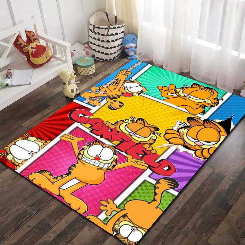 G Garfield Cartoon Cat Print Area Rug Non‑Slip Floor Mat Soft Carpet For Kids Bedroom Living Room Indoor Home Decor Holiday Gift