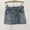 Spicy Girl Skirt with Multiple Pimples On the Front and a Niche Design for Spring/summer, New Washed Denim Short Skirt Trendy