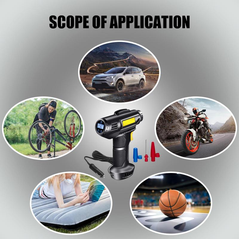 100W Handheld Air Compressor Wired Inflatable Pump With LED Light Portable Air Pump Tire Inflator Digital For Car Bicycle Balls