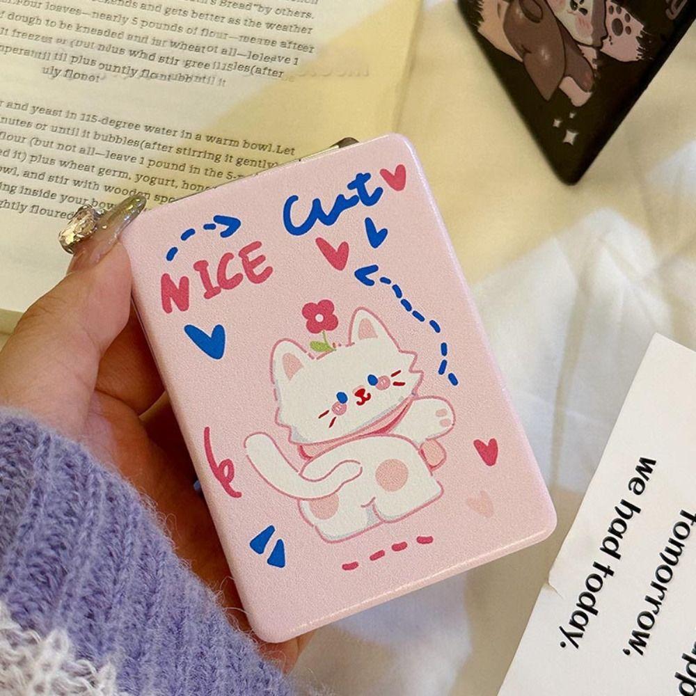 

Foldable Foldable Cosmetic Mirror PU Rectangle Pocket Mirror Folding Makeup Mirror Travel розовый