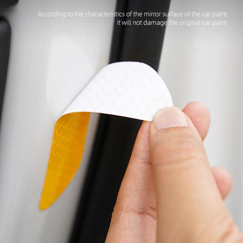 For Jeep 4PCS Reflective Car Door Sticker Safety Warning Reflector Mark For Jeep Grand Cherokee Wrangler JK Gladiator Compass