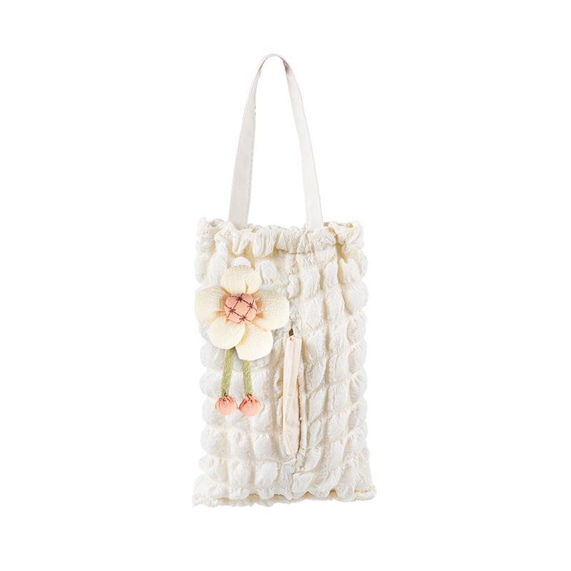 Car Tissue Box Puff Grid Car Seatback Multi-functional Paper Towel Drawer Cute and Creative Tissue Bag