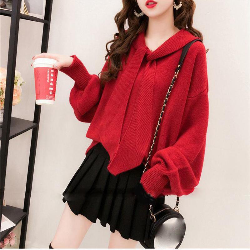 Spring and Autumn Korean Style Small Fresh Loose Sweater Women's Turtleneck Knit Top Short Long Sleeve Sweater
