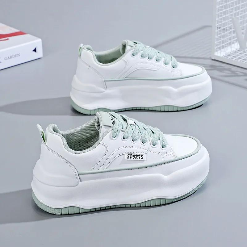 Mode Neue Plateau-Sportschuhe Frau Schnürschuhe Dicksohlige Sneakers Damen Komfort Laufschuhe Vulkanisierte Schuhe Sportschuhe