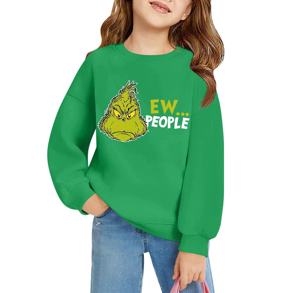 Kids' Long Sleeve Loose Pullover Letter Printed Round Neck Sweatshirt