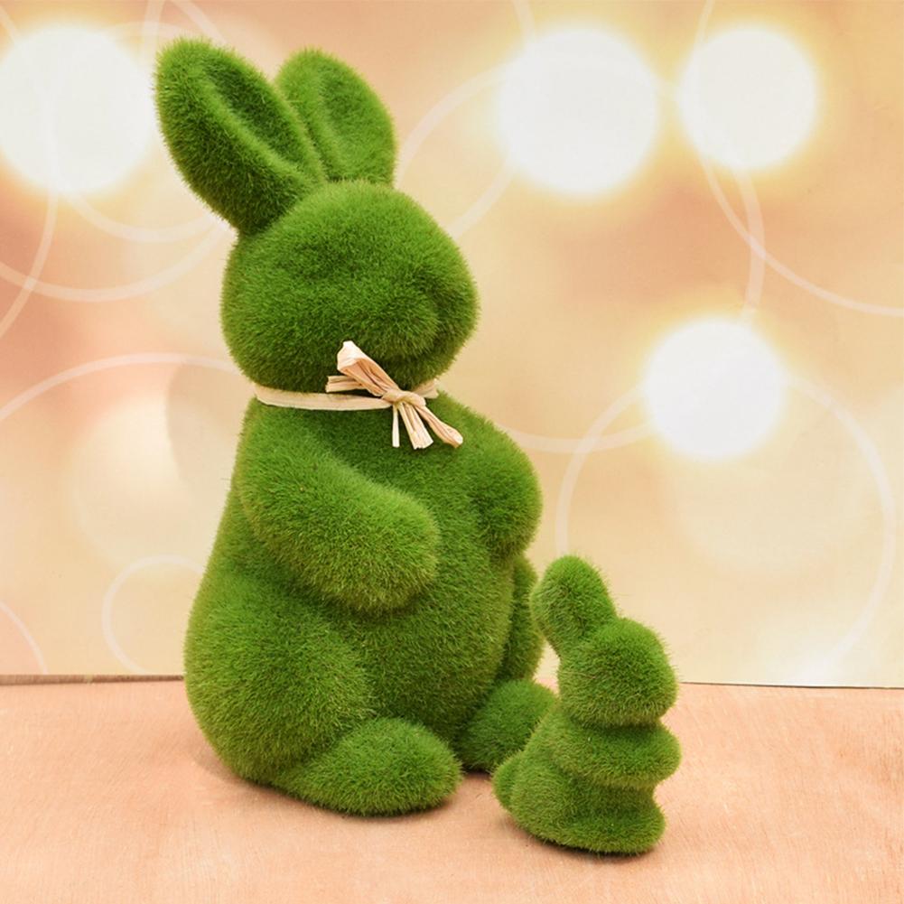 Easter Moss Rabbit Figurine Easter Bunny Decor Festive Decoration Artificial Moss Rabbit Easter Figurine for 2025 Spring Easter