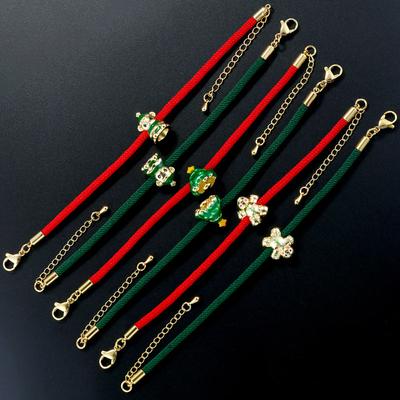 Doux Et Mignon Coloré Tissé Arbre De Noël Bonhomme De Neige Ours Corde De Main Vent Bracelet De Noël Vl717
