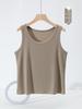 Plus Size Threaded Cotton Round Neck Vest - Spring/Summer Elastic Camisole for Women