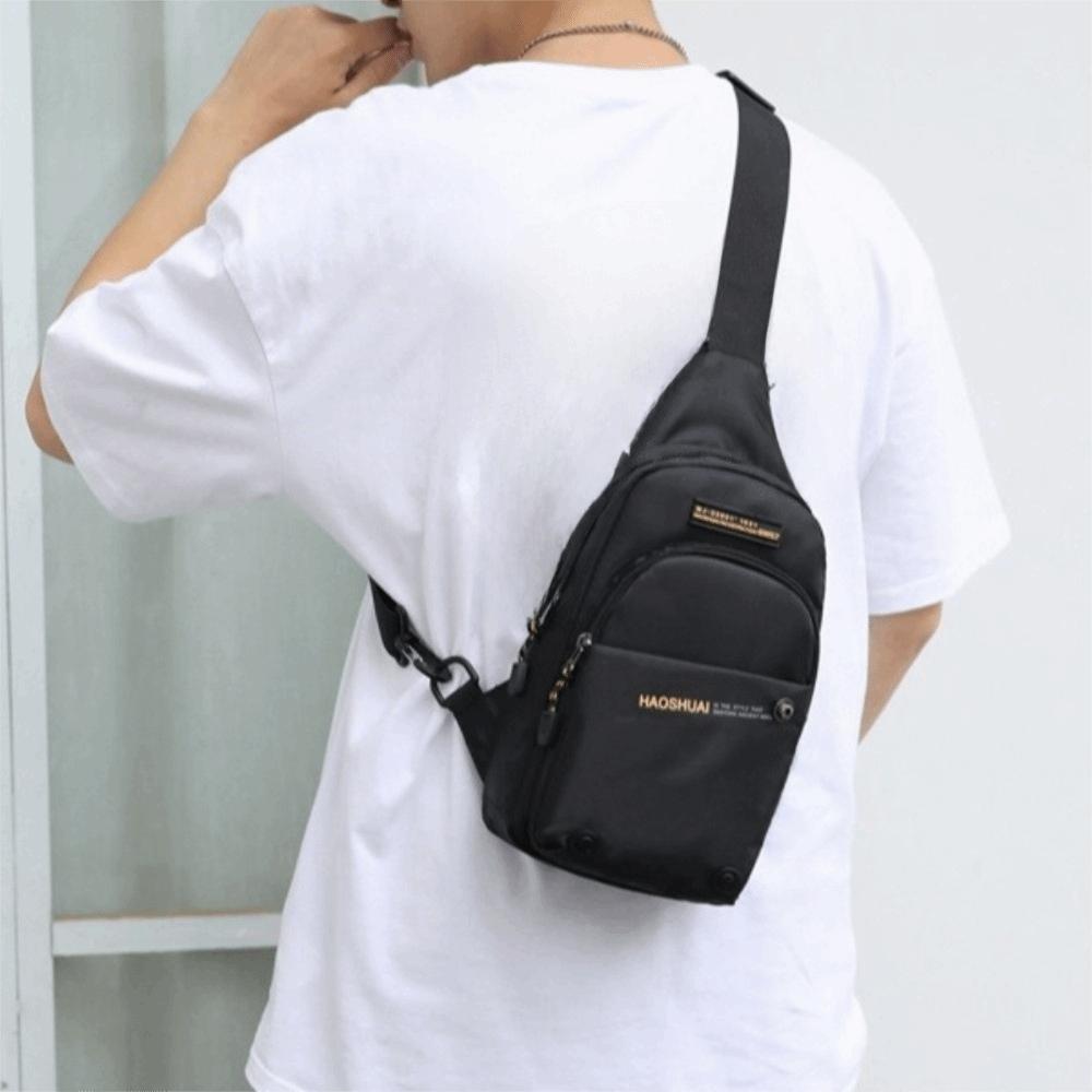 Large Capacity Sports Chest Bag Waterproof Nylon Shoulder Bag Fashion Men's Crossbody Bag  Unisex