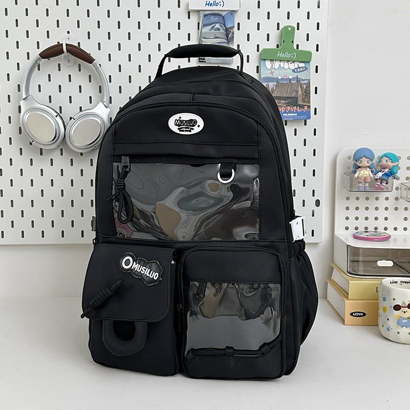 New Style High-face Japanese Ins Preppy Fresh Sweet Backpack Light Large-capacity Junior High School Students No pendant чёрный