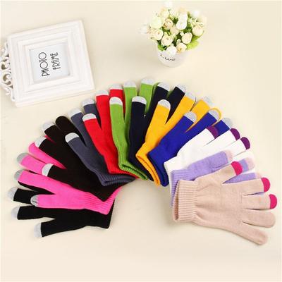 Unisex Solid Touch Screen Gloves Women Men Winter Knitted Full Finger Gloves Outdoor Warm Cycling Driving Mittens