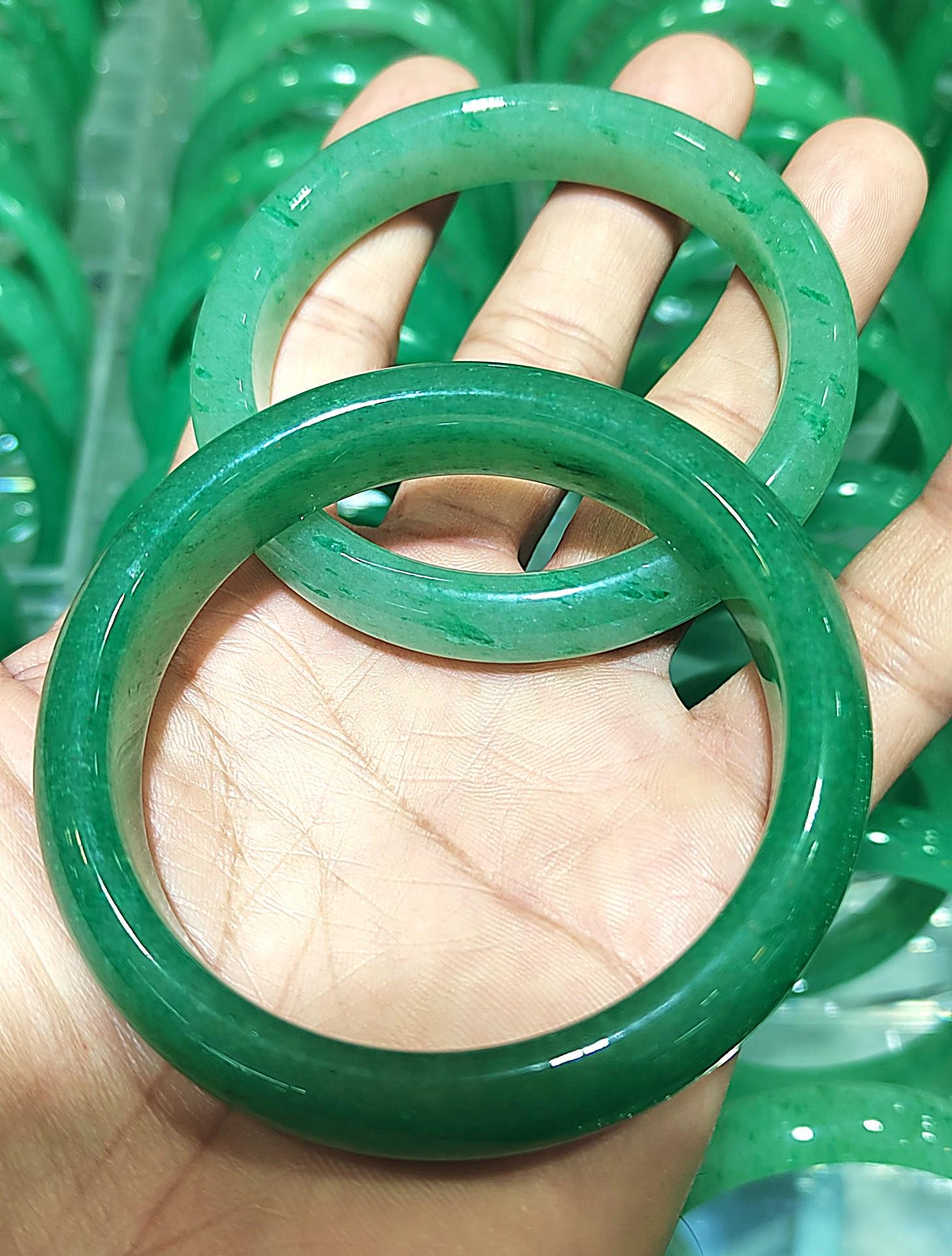 Natural High-Grade Spinach Green Dongling Jade Bracelet Circle 62-63