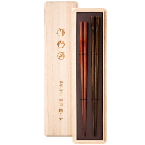 

Hashikura Matsukan Kagawa Lacquerware Pair of Premium Natural Bamboo Chopsticks, 23.5cm x 21.5cm, Made in Japan by Traditional Craftsman Yohei Nakata,