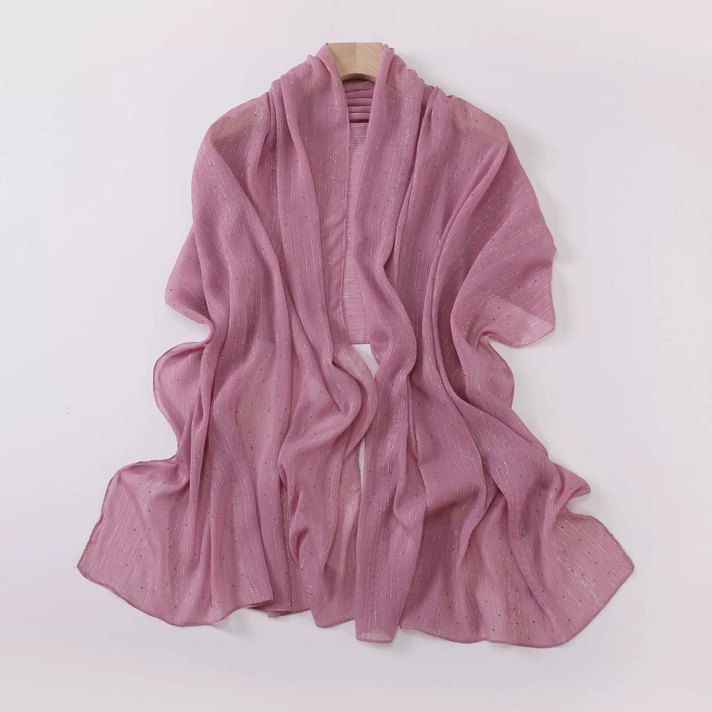 Plain Wrinkle Rhinestone Shiny Dot Shimmer Shawls Scarf High Quality Wrap Beach Pashmina Stole Bufandas Muslim Hijab 180*70Cm