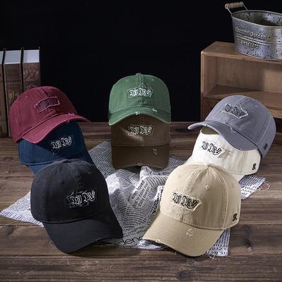 Spring and Summer Letters Embroidery Comfortable Washed Cotton Soft Top Retro Street Versatile Sunscreen Duck Tongue Hat Men and Women