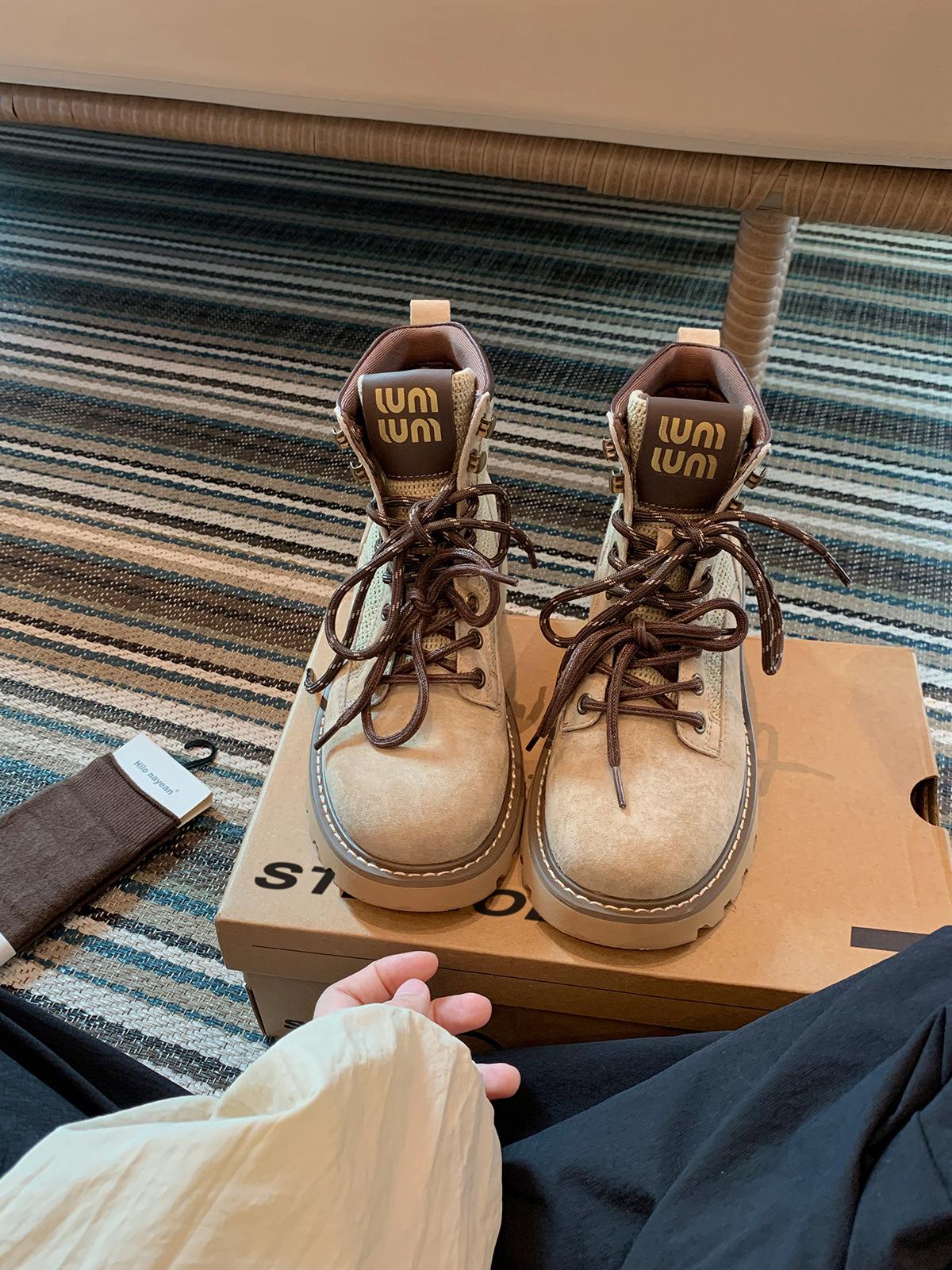 

Studiolee British style fashionable low-top short boots round head platform classic Martin boots women s spring and autumn models 40 абрикосовый