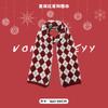 New Christmas red scarf women's winter Christmas with warm knitted shawl soft waxy atmosphere scarf