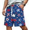Men's Casual Drawstring Waist Shorts Lightweight Breathable Fabric Relaxed Fit Summer Beachwear with July 4th Fireworks Print
