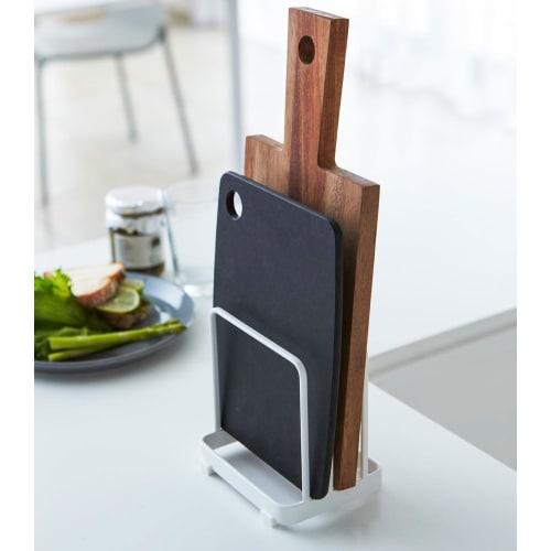 Yamazaki Cutting Board Stand, White, Approx. 12cm W x 9cm D x 12cm H, Plate, Cutting Board Storage, 2496