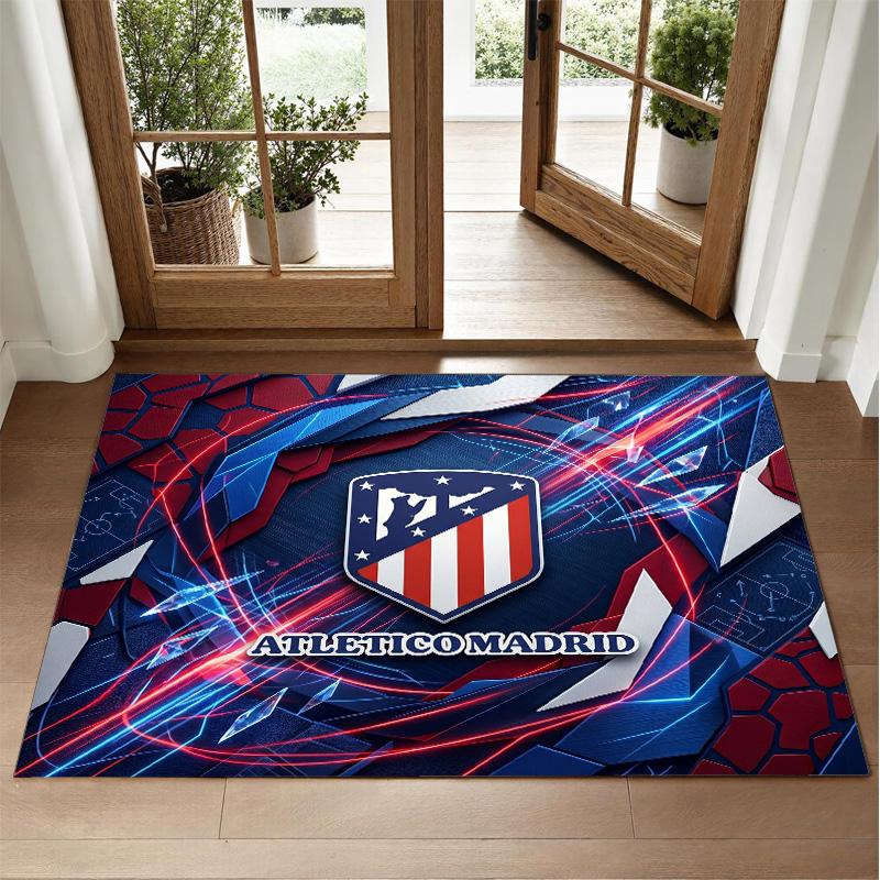Covor din Catifea Cristal cu Design Atletico Madrid Covoraș Decorativ Moale pentru Dormitor Intrare