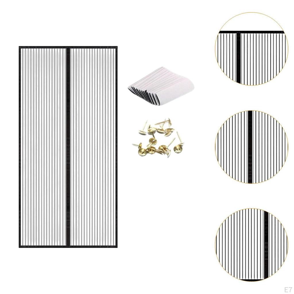 Magnetic Door Curtain Heavy Duty Entry Screen for Hotel Balcony Bedroom 80x210cm Black