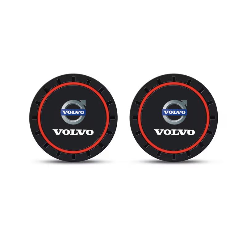 2PCS Car Coasters Water Cup Slots Non-Slip Mat Waterproof Cup Pad For Volvo XC90 XC60 V50 S60 V70 V60 V40 S90 olestar AWD XC40 S