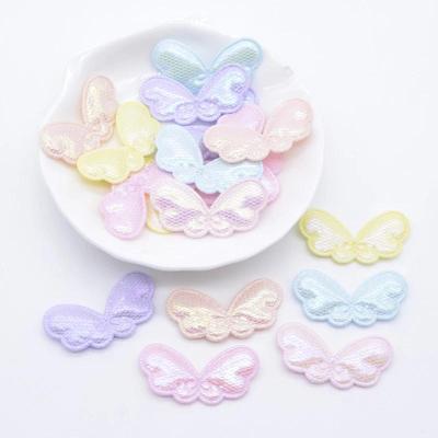40Pcs 32*16mm Mesh Wing Appliques for DIY Clothes Sewing Patches Handmade Headwear Bowknot Bow Decor Accessories