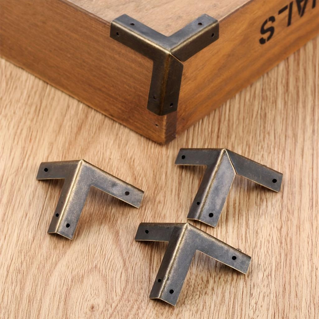 8 ks Starožitné bronzové chrániče rohů, Chránič rohů dřevěné krabice, Chránič rohů krabice na víno, Trojúhelníkové rohové konzoly