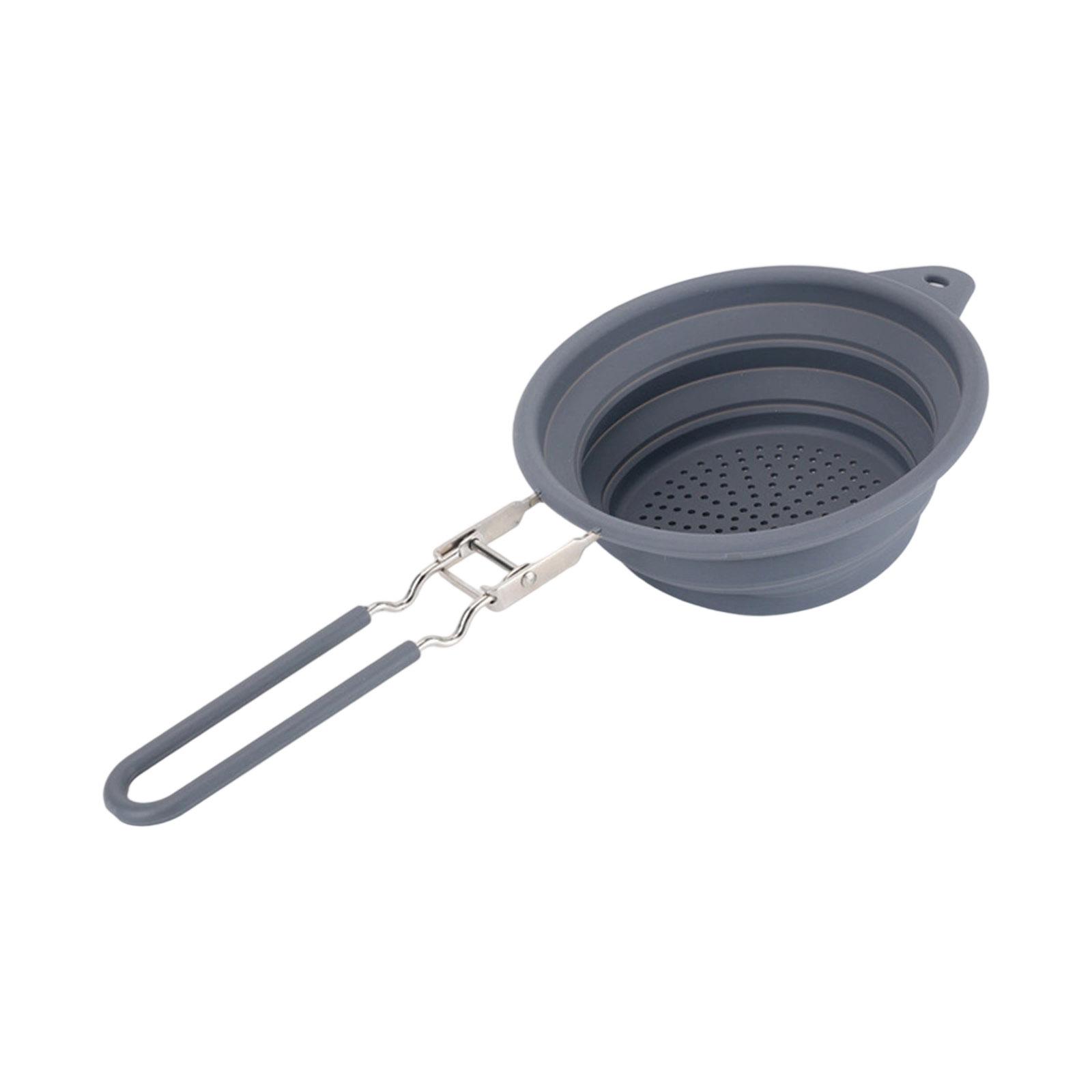 

Kitchen Foldable Silicone Strainer Colanders Space Saver Collapsible Colanders with Handles for Draining Pasta Vegetable серый