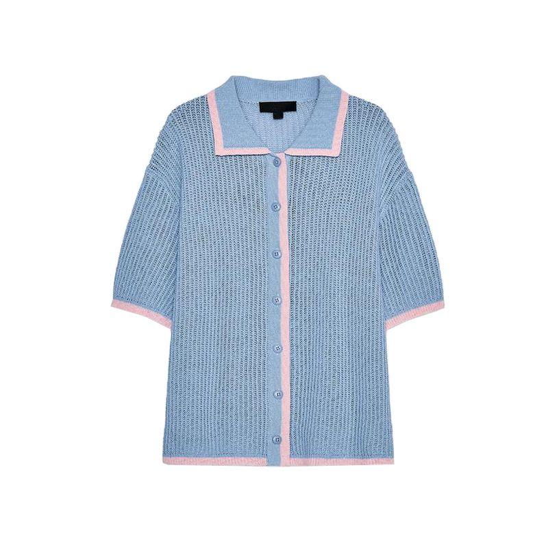 Short-Sleeved Knitting Polo Shirt Casual Outwear 3920260 High Waist Comfort Stretch Knit Shorts 3920261