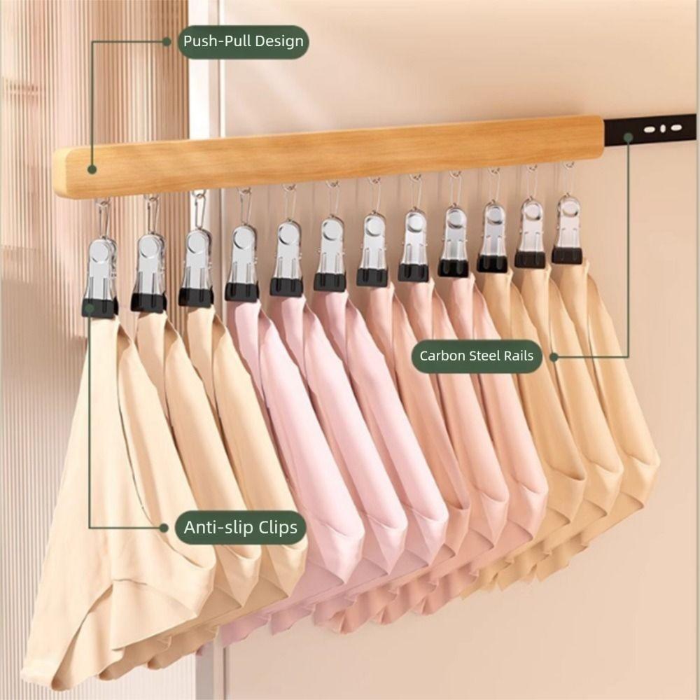 Punch Free Wooden Hats Hanger 8/12 Clips Clothes Drying Rack Wall Mounted Hat Holder  for Home