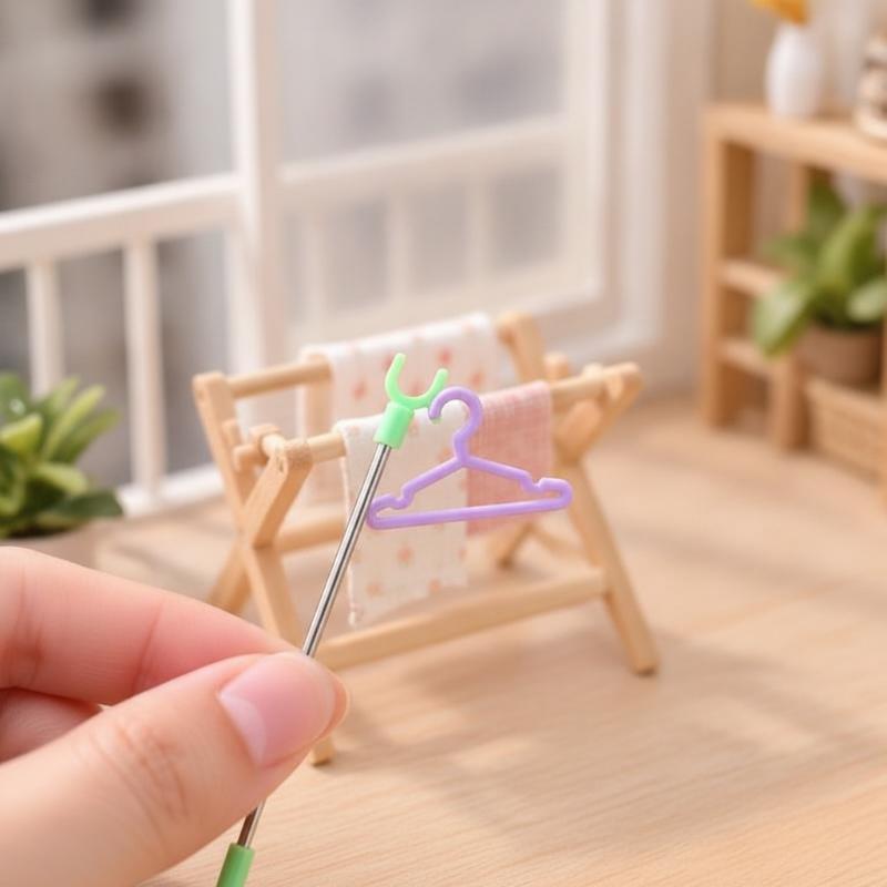1Pc Doll Dress Clothes Pole For 1/6 Doll Clothes Mini Doll Clothes Pole Miniature Dollhouse Furniture