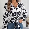 Women Spring Autumn Temperament Print V-Neck Long Sleeve Shirt Blouses